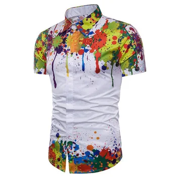 

Printed Luxury Shirts For Men Top Brand Hawaiian Shirt Short Sleeve Men Slim Fit Shirts Men Shirts Social