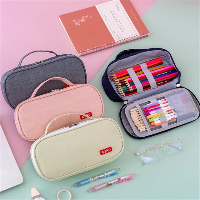 LIHIT LAB. Zipper Pen Case, Multi-Layered Storage Large Wide Open Pockets,  Straps and Pouches To Store Stationery - AliExpress