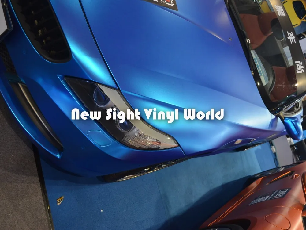 Высокое качество матовая металлическая синяя виниловая пленка синяя металлическая Виниловая Пленка воздушный пузырь для автомобиля