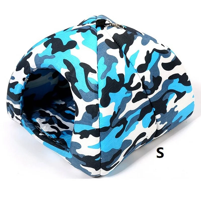 1pcs Pet Dog Cat House Comfortable Kennel Doggy Bed Foldable Fashion Cushion Basket Cute Animal Cave Pet Products - Цвет: BL  S