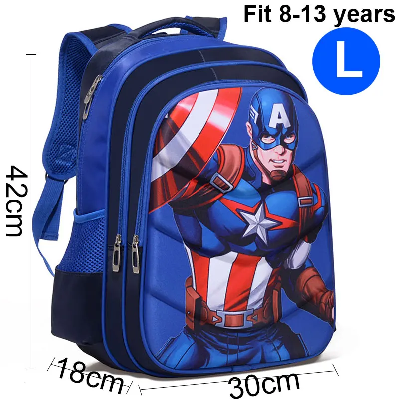 Blue L Captain A MARVEL 3D человек-паук Капитан Америка Железный человек детский сад школьная сумка Подростковая детская Студенческая рюкзаки - Цвет: Blue L Captain A