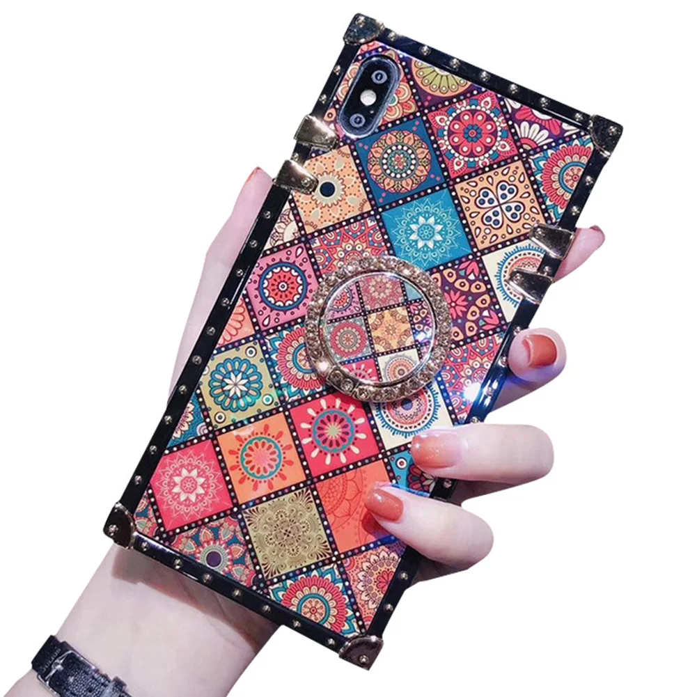 

Bohemian Style Smartphone Protect Case with Ring Cell Phone Accessories Covers DU55