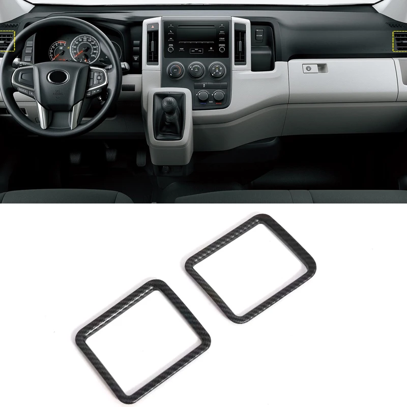 

For Toyota HiAce Commuter Granvia H300 2019 2020 Interior Side Air Vent Outlet Cover Trim Carbon Fiber Style Auto Accessories