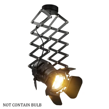 

E27 Clothing Store Telescopic Spotlight Iron Art Bedroom Led Retro Industrial Exhibition Hall High Power Track Ceiling Lamp Bar