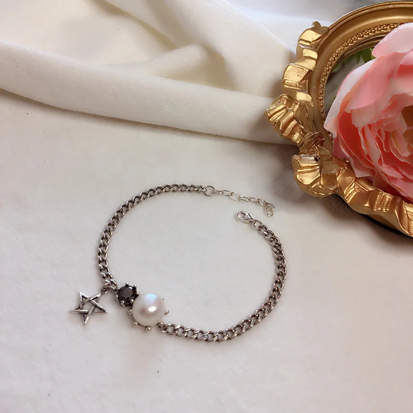 S925 Серебряный браслет маленькая толпа дизайн европейский и американский темперамент высокое качество ювелирные изделия леди простой пряжки звезды браслет