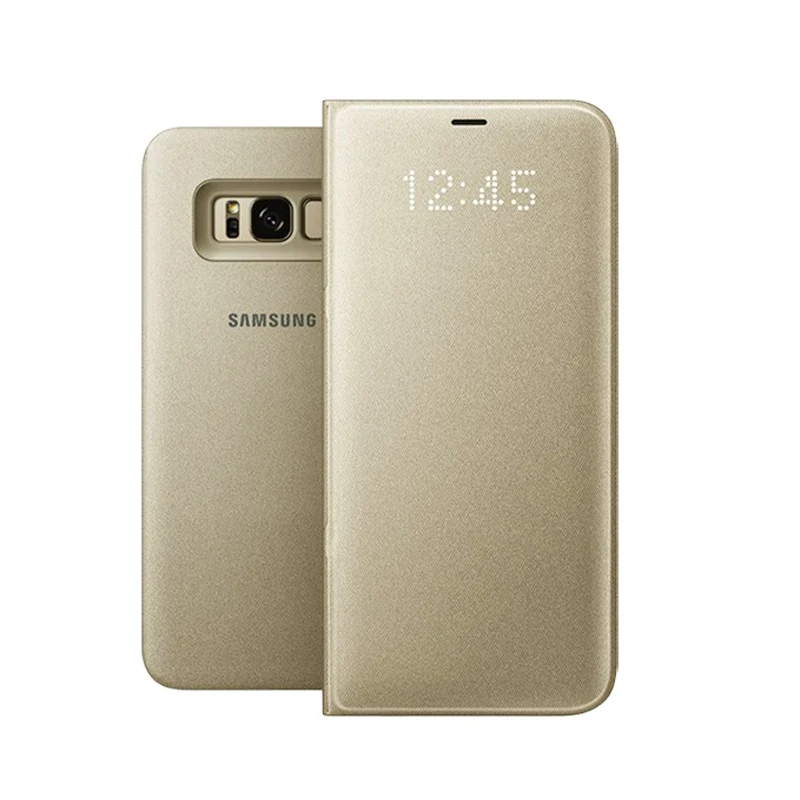 Светодиодный чехол для samsung Smart Cover чехол для телефона EF-NG955 для samsung Galaxy S8 S8+ S8 Plus функция сна карман для карт - Цвет: Gold