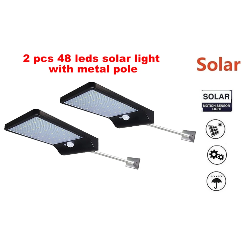 

2/4pcs 48 LED Solar Light Lamp Outdoor PIR Motion Sensor Solar Power Panel Garden Light Night Security Street Yard Path Wall Lam
