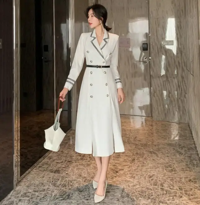 white midi blazer dress