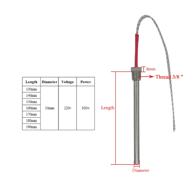 Bougie d'Allumage VILLE pour Poêle à Granulés, Diamètre 10mm