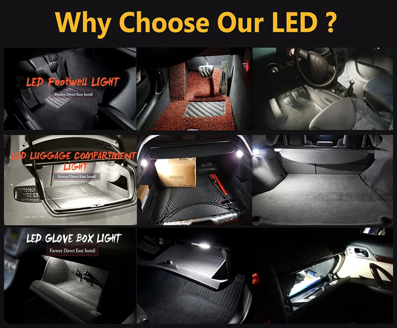 2Pcs LED Courtesy Footwell Trunk Light Golvebox Car Door Lamps For Porsche 987 9