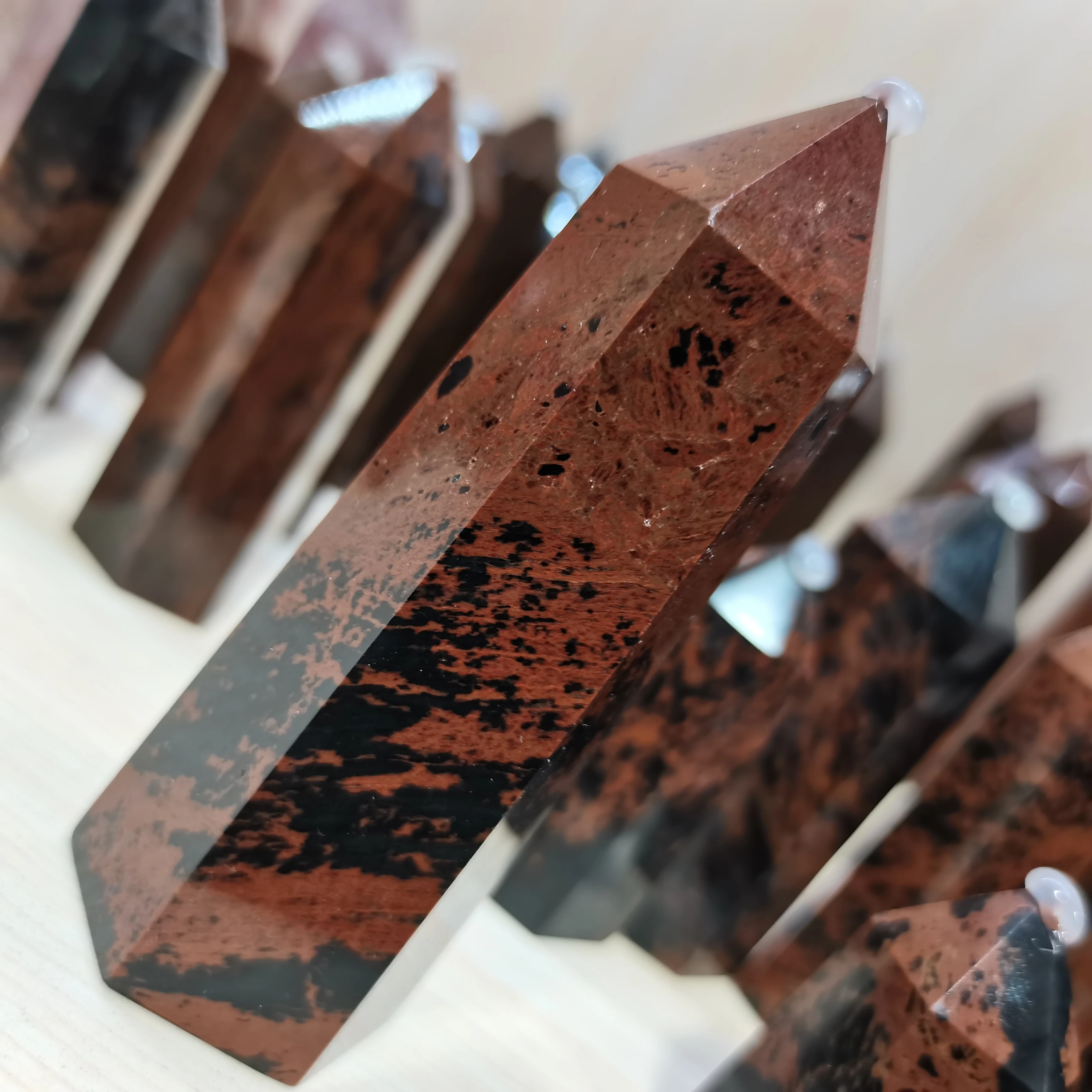 

Ntural rhodochrosite crystal to improve mood healing point gemstone hexagonal column stone mineral home decoration