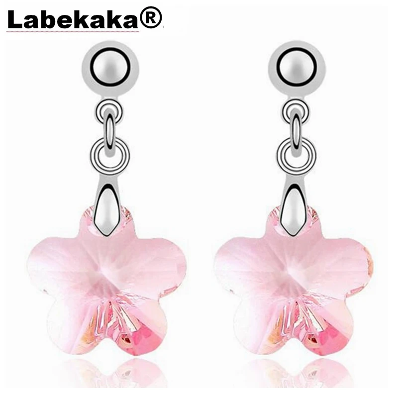 Labekaka украшенные кристаллами от Swarovski дизайнерские серьги капля модные цветочные
