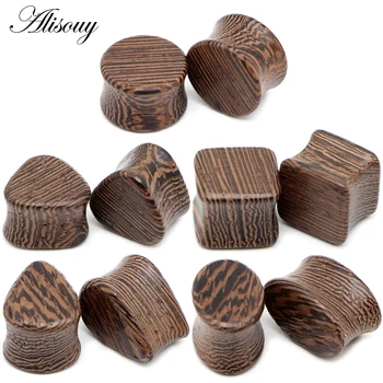 

Alisouy 2pcs Double Flared Saddle Wooden Flesh Tunnel Stretcher Ear Expander Wooden Ear Plug Unique Body Piercing Punk Jewelry