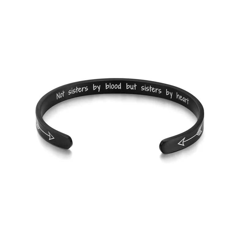 

Letters Bracelet Adjustable Cuff Open Stainless Steel for Women Ladybro Not Sister by Blood But Sister by Heart Friendship Gift