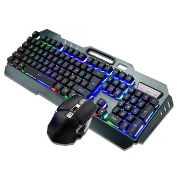 

Keyboard Mouse Combo Wireless Keyboard Mouse Set Charged Lighting Black Built-in Lithium Battery 3000mAh for Desktop Laptop
