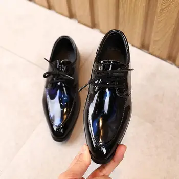 

Boys Shoes Princess Leather For Kids Shoes Dress School Fashion Bowtie Children Shoes Flat Black Wedding Party Summer Autumn