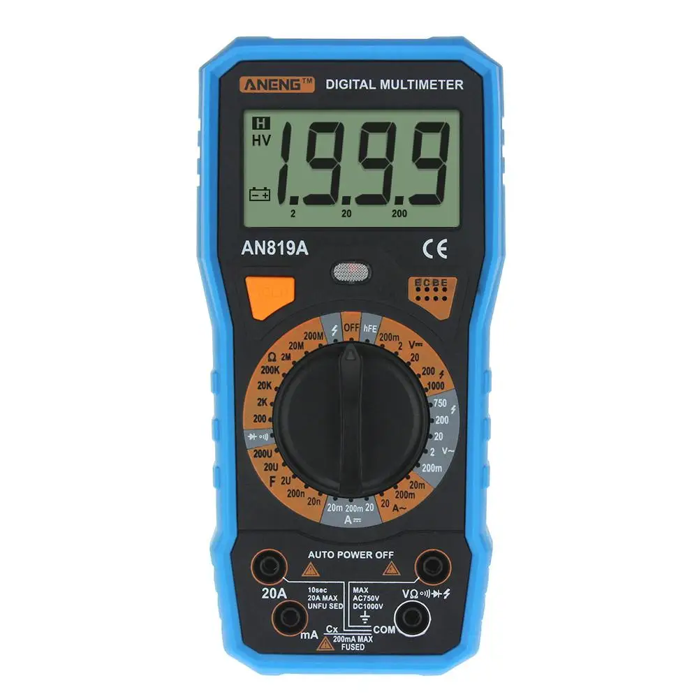 ANENG AN819A ЖК-дисплей Цифровой мультиметр постоянного/переменного тока измеритель напряжения