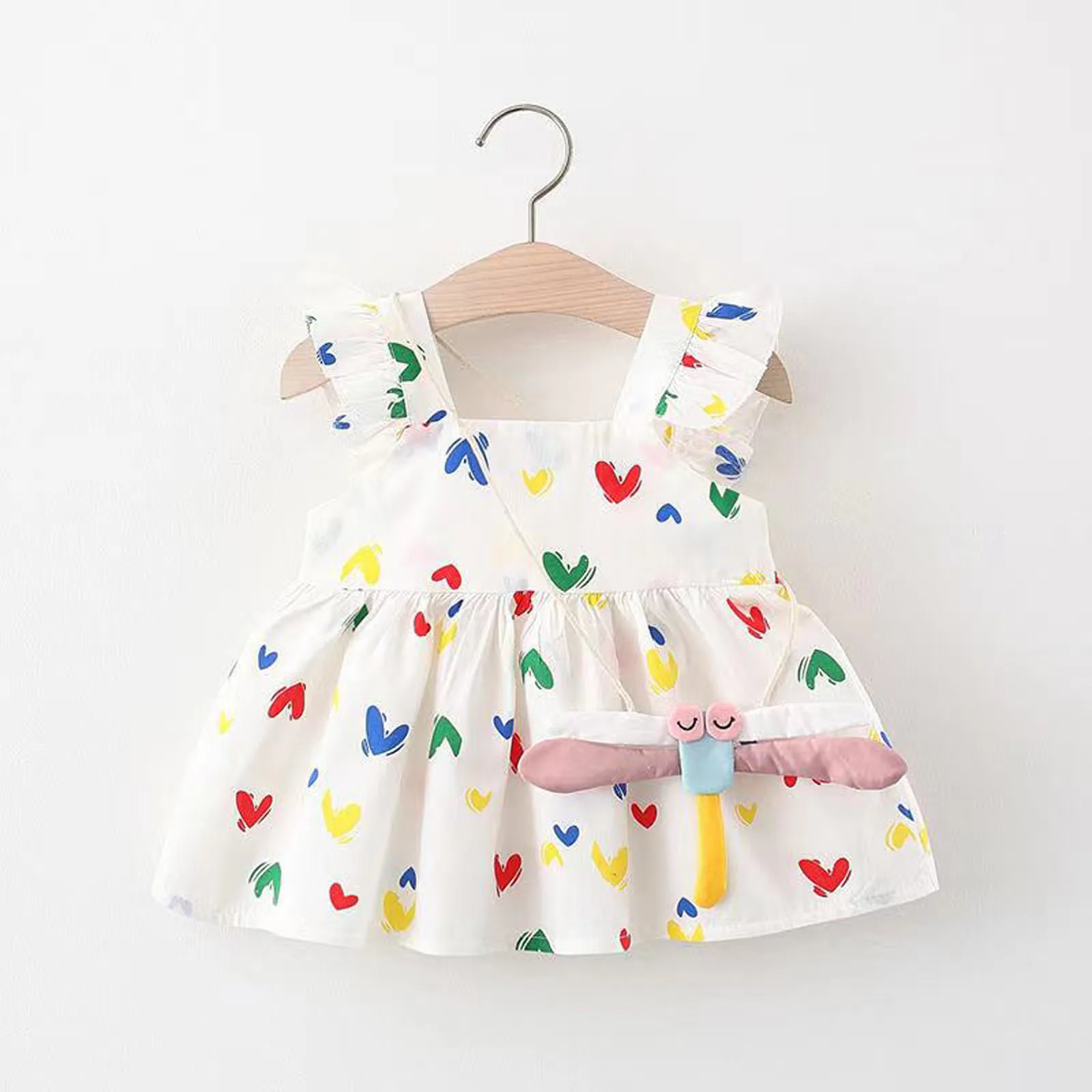 Little Girls Summer Dress With Dragonfly Pendant Children Clothing Sleeveless Dresses For Kids Clothes 1 2 3 4 5 Years | Детская одежда