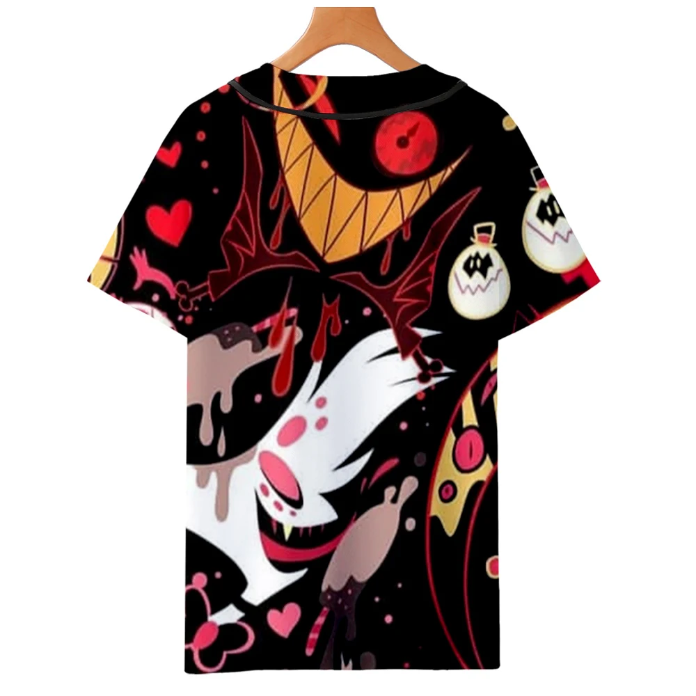 Пляжные рубашки, лето, для отеля Hazbin, модные, camisa masculina, 3D принт, короткий рукав, на пуговицах, Гавайские рубашки, мужские, плюс размер