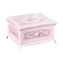 Вращающаяся музыкальная шкатулка для девочек, Классический туалетный столик, креативная коробка для хранения ювелирных изделий с зеркалом для макияжа