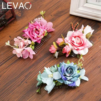 

Levao Spring Hot Sale Haircomb Artifical Flower and Plastic Alloy Hair pin Vaction Headwear for Women