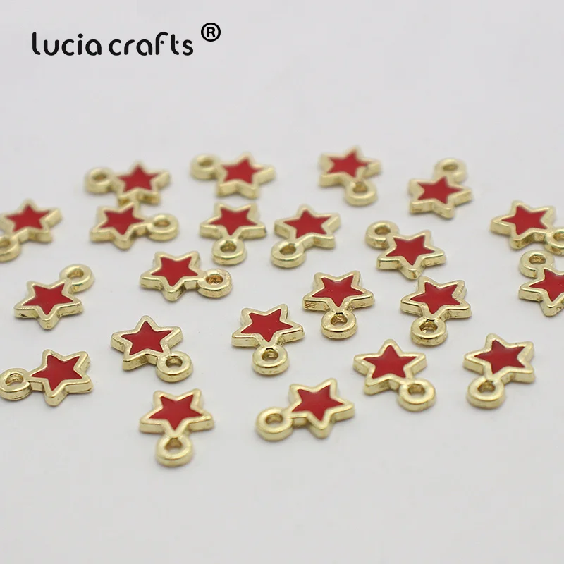 25pcs 7*9mm Cute Enamel Star Pentagram Charms Alloy Pendants DIY Fashion Bracelet Necklace Jewelry Making Finding Accessories - Цвет: Color 1