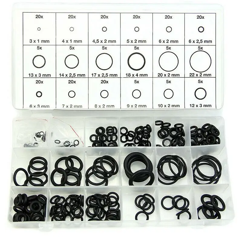 

Tap Set Size 225pcs 18 Black Washer O-ring Assortment Gasket +box Seals Rubber