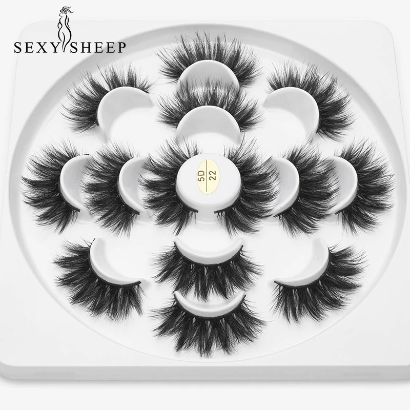 SEXYSHEEP накладные 3D ресницы из норки 7 пар 25 мм натуральные длинные Объемные