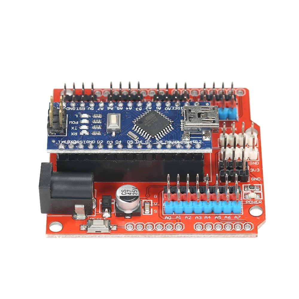 Горячий нано I/O датчик расширения щит красный модуль + UNO R3 NANO V3.0 ATmega328P плата для