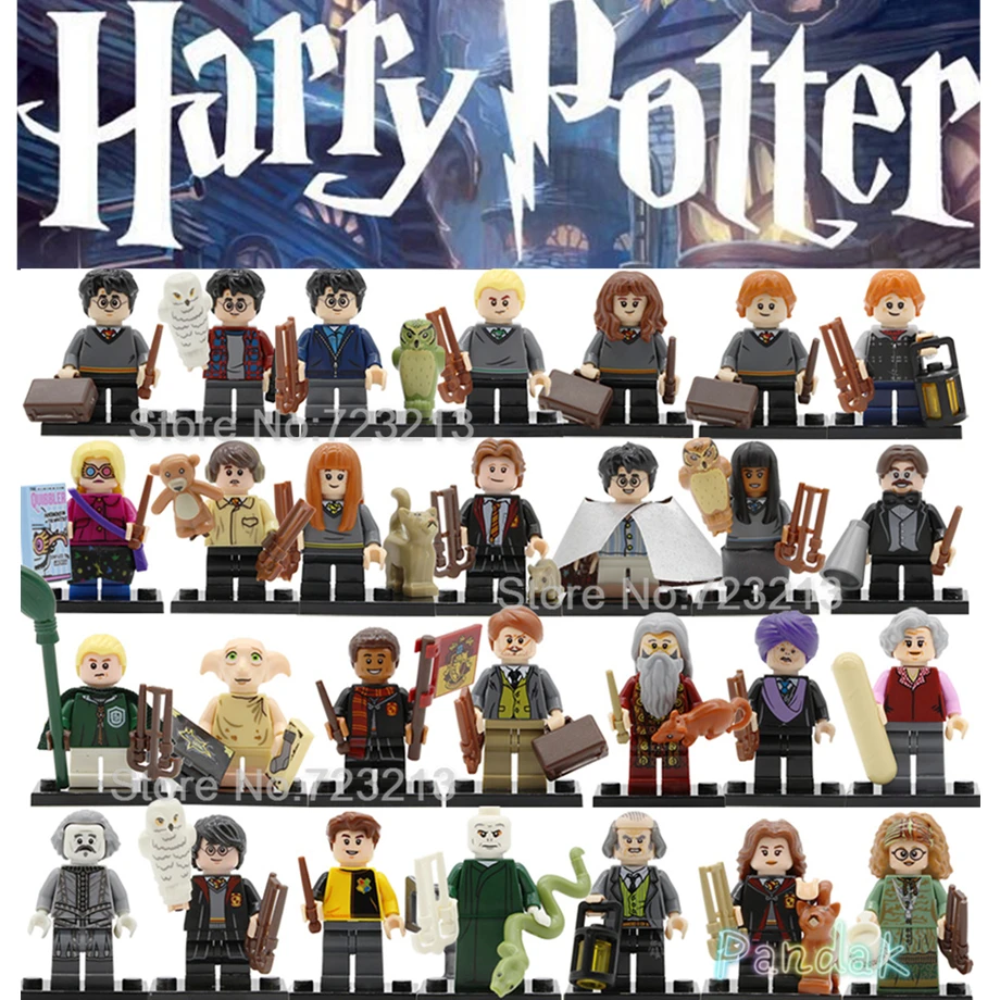 

New Single Potteri Newt Figure Neville Ron Dobby Cedric Lupin thestral Trelawney Argus Filch Building Blocks Brick Toys