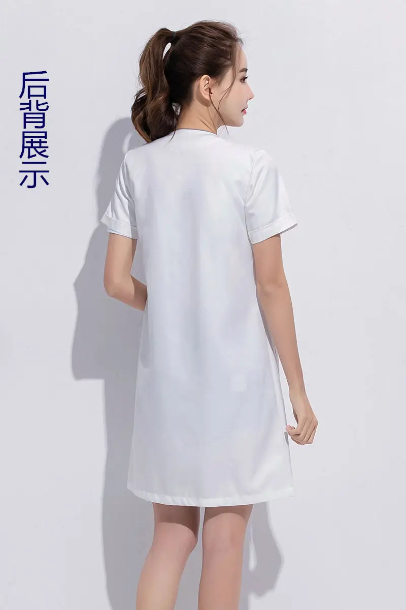 white plus size Salon grooming clothes Black short beauty uniform dress spa uniform scrub uniform Lab coat logo Beautician tops