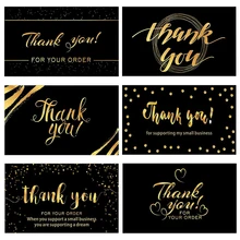 

10-50 Pcs Black Thank You Card Thank You for Your Order Paper Card for Retailer Small Shop Gift Decoration Customer Thanks Card
