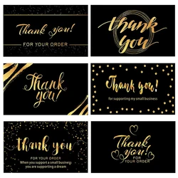 Carte de remerciement en papier noir, 10 à 50 pièces, carte de remerciement pour votre commande, pour les revendeurs, petite boutique, décoration cadeau, carte de remerciement pour les clients 