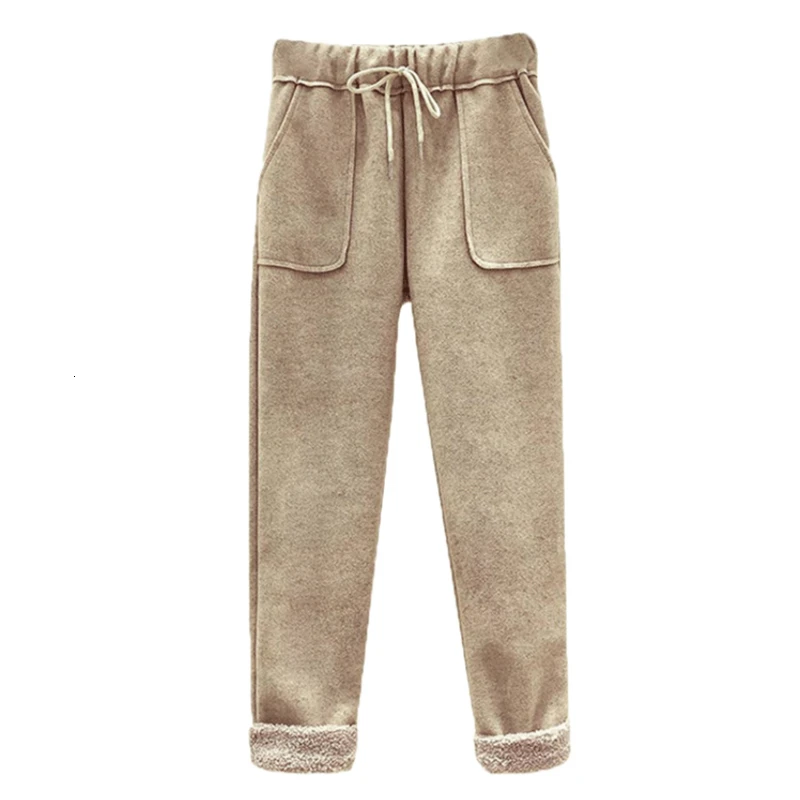 

Korean Winter Wool Pants Women New High Waist Elegant Trousers Female Autumn Warm Solid Color Wide Leg Pants Plus Size 4XL