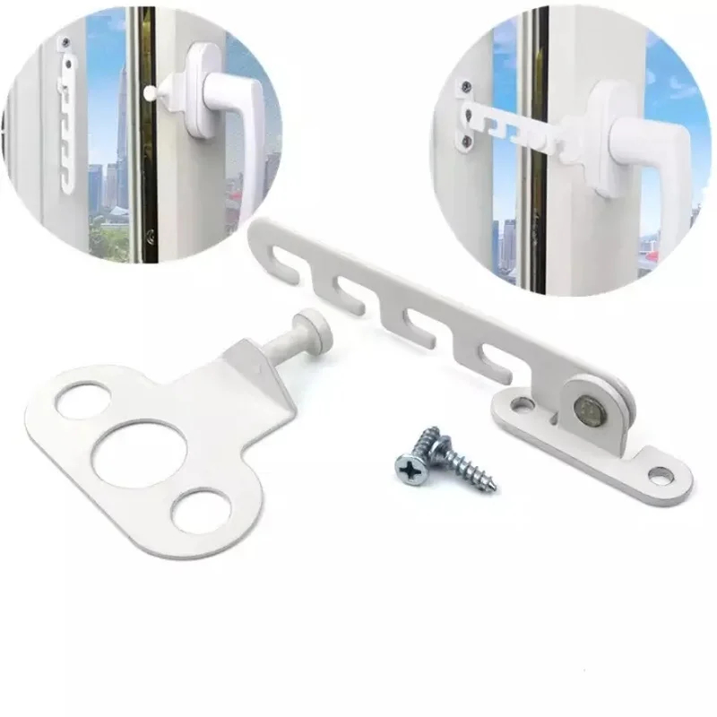 Window Restrictor Adjustable Window Limiter Latch Casement Position Locator Wind Brace Sash Door Blocking Latches Stopper Safety Child Protecter