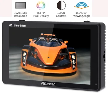 

FEELWORLD LUT6S 6 Inch 2600nits HDR 3D LUT Touch Screen on Camera Field DSLR Monitor with Waveform for Stabilizer Youtube