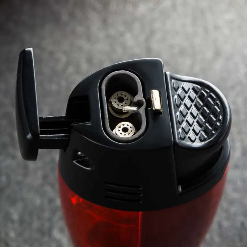 Double Straight Windproof Cigar Lighter Retro Portable Cigarette Lighter Transparent Lighters Cigar Accessories Gadgets for Men