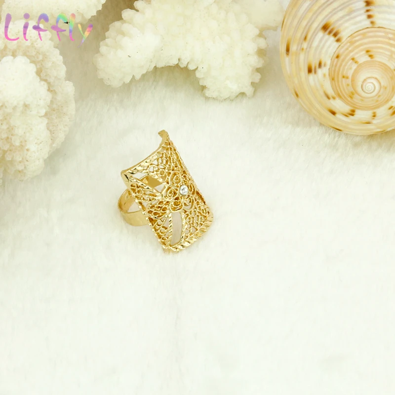 Liffly Dubai Jewelry Sets Women Wedding Jewelry Classic Necklace Earrings Ring Bracelet Crystal Pendant Jewelry Sets for Women