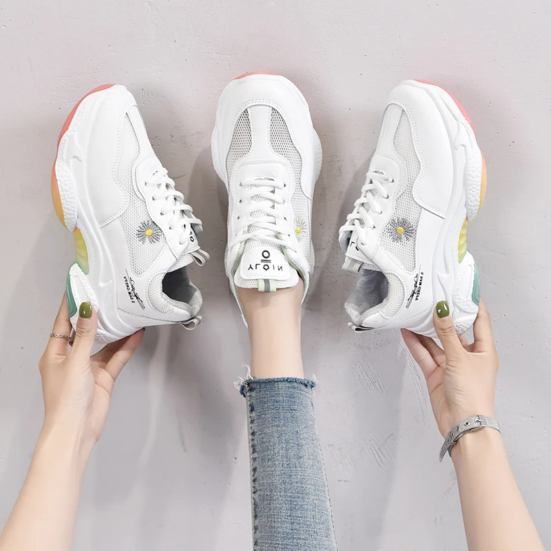 

Ladies Summer 2020 Chunky Flower Platform Tennis Shoes Casual Father Tennis Female Shoes Breathable Sneakers