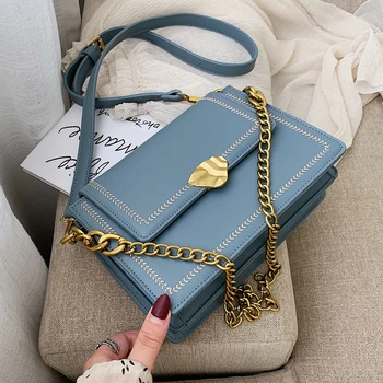 

Elegant Female Flap Square Bag 2019 Fashion New Quality PU Leather Women's Designer Handbag Chain Tote Shoulder Messenger Bags