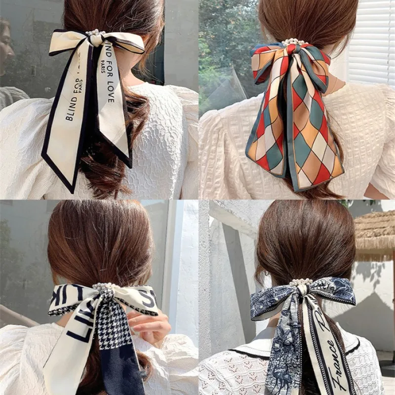Hair Accessories Silk Hair Ties Scarf Solid Color Hair Scrunchies
