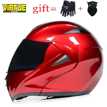 

2018 Motorcycle Helmet DOT Approved Flip Up helmet Dual Visor Racing Motos Helmet Full Face Helmet Fit For Men Women Warm