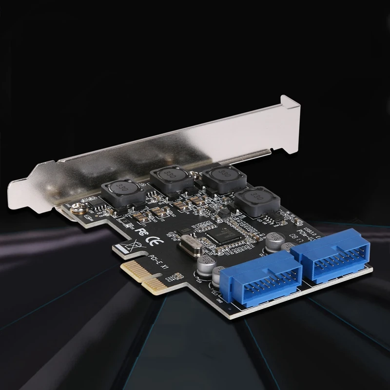 2 шт Pci-E Плата расширения адаптер внешний 2 порта Usb 3,0 концентратор внутренний 19Pin разъем Pci-E карта 4Pin Ide разъем питания, 12x6,9