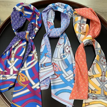 

New European and American style belt buckle double-layer printing silk scarf, silk scarf, silk scarf, scarf and scarf.