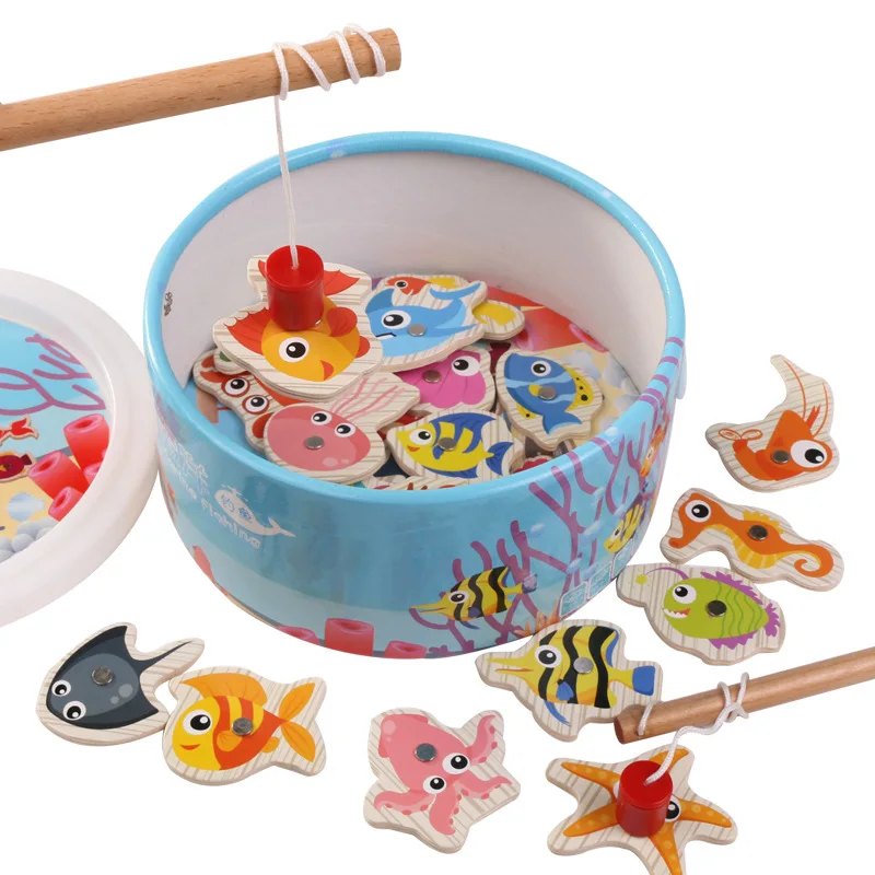 Магнитная игрушка для рыбной ловли в океане, детская головоломка для маленьких мальчиков и девочек, набор магнитных мультяшных рыболовных игрушек, обучающая игрушка для игры