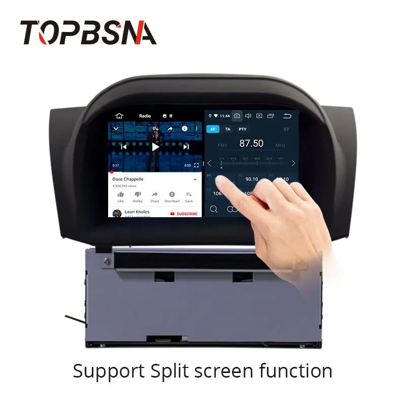 Sale TOPBSNA Octa Cores Android 9.0 Car DVD Player For Ford Fiesta GPS Navigation 2 Din Car Radio Multimedia Wifi Stereo RDS headunit 1