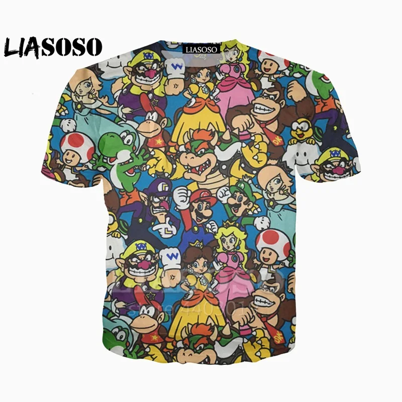 LX 3d принт новая мода аниме мультфильм Super M Bros футболка хип хоп 3D для мужчин/wo