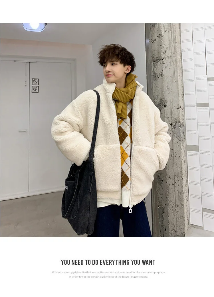 Winter Men's Thickening Lamb Parkas Short Casual Snow Jackets Keep Warm Coats Male White/camel Color Cotton-padded Clothes