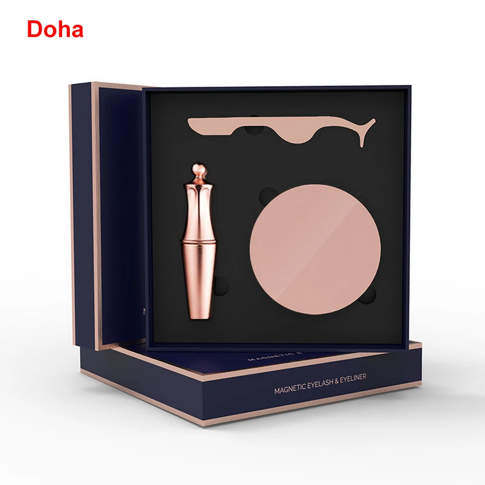 Магнитные накладные ресницы, 5 магнитов, накладные Пинцет для ресниц, набор, жидкая подводка для глаз, водостойкие, стойкие ресницы для естественного вида - Цвет: Doha 1pair blue
