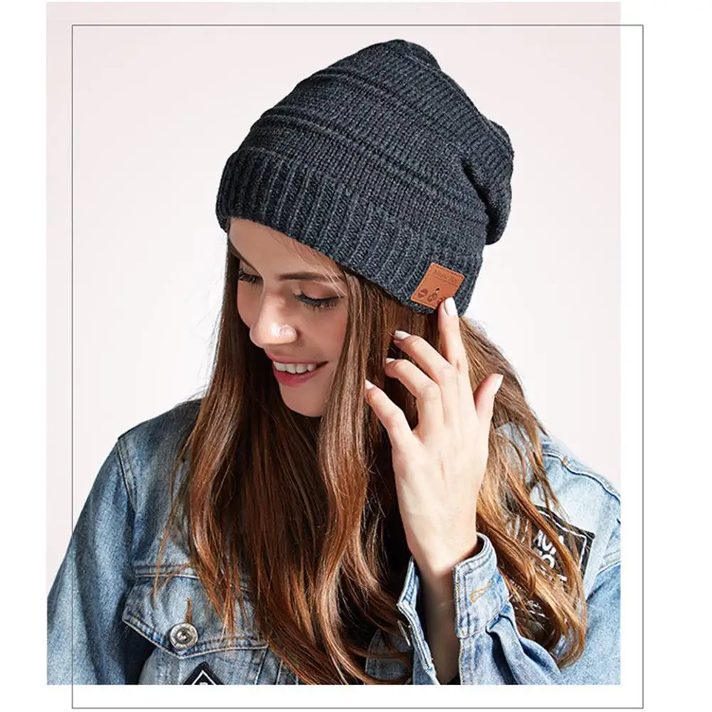 Новинка 2019 шапка для наушников с Bluetooth 5 0 сверхмягкая вязаная музыкальная черная